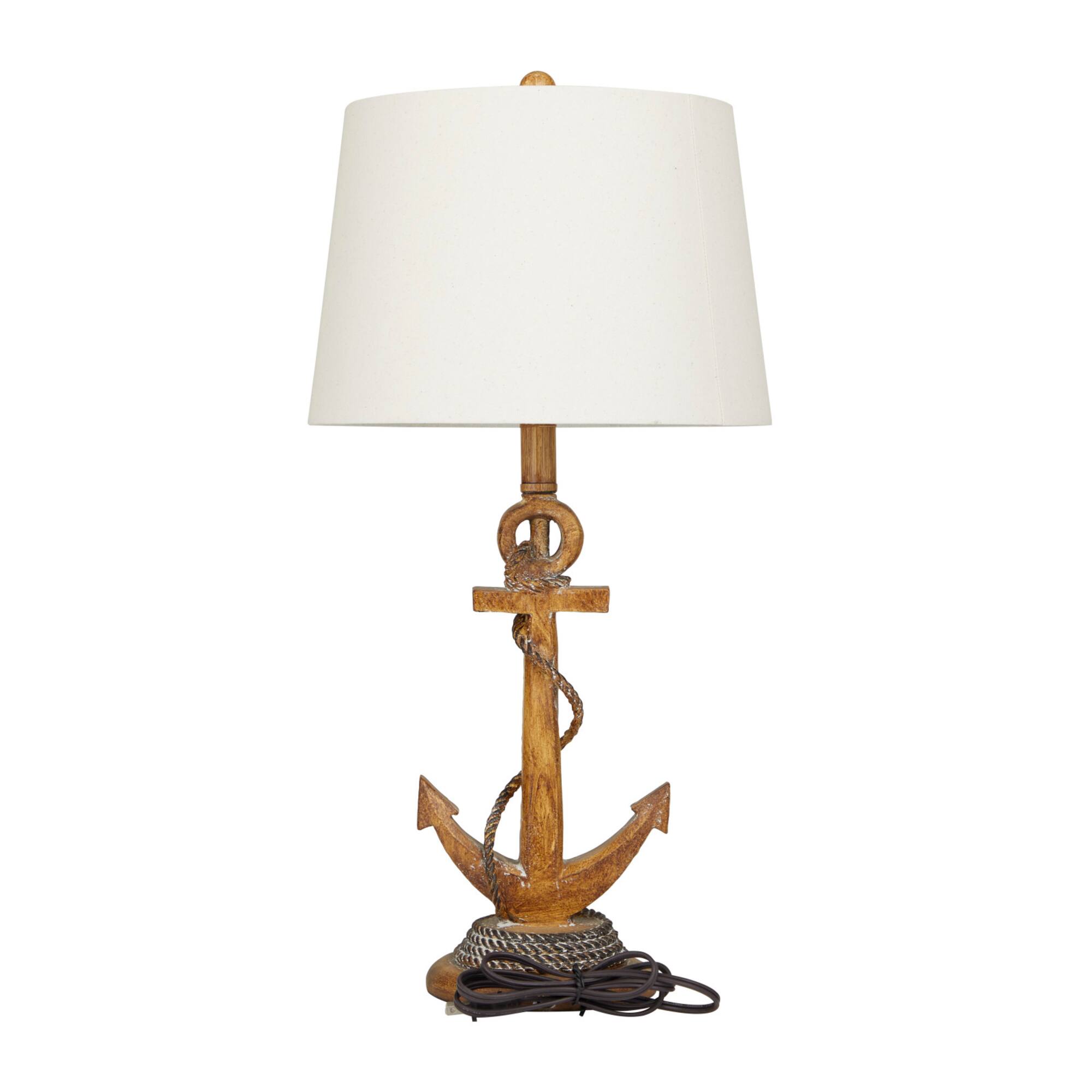 Brown Polystone Table Lamp Set of 2 13", 26"